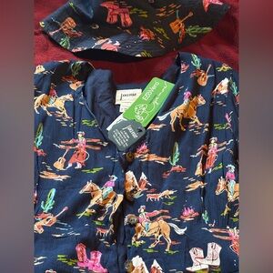 JOANIE Cowgirl Set: Dress + matching Hat! Navy Blue Midi Dress US 10 NWT